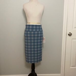 Stretchy Blue Blanket Plaid Pencil Skirt NWT size Small
